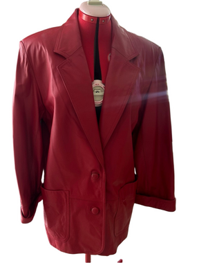 Vintage 80/90s Winlit Wilson vintage Red Leather Women's Blazer Jacket